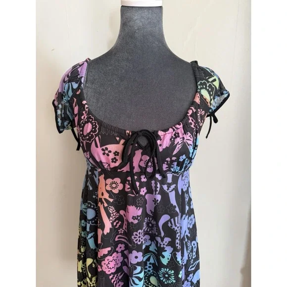 Current Mood Y2K Dress Goth Festival Baby Doll Psychedelic Mushrooms M - Picture 2 of 9